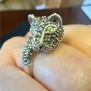 Sterling Silver Hematite Panther Ring 7.5